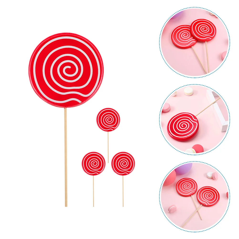 

4Pcs Candy Birthday Lollipops Cake Party Simulation Lollipop Decoration Creative Crafts Photot Props Photography Accessories