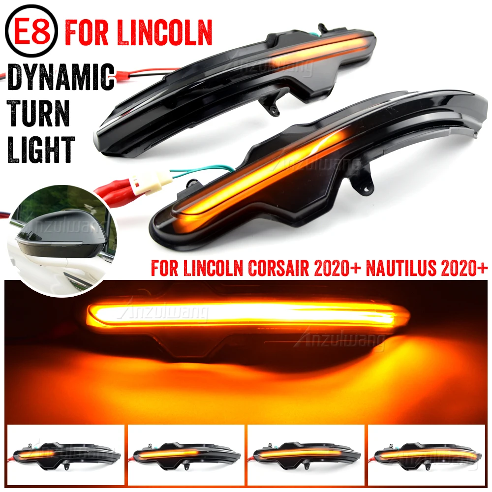 

Pair LED Dynamic Turn Signal Light Lamp Rear Side Wing Mirror Sequential Indicator For Lincoln Corsair Nautilus 2019 2020 2021
