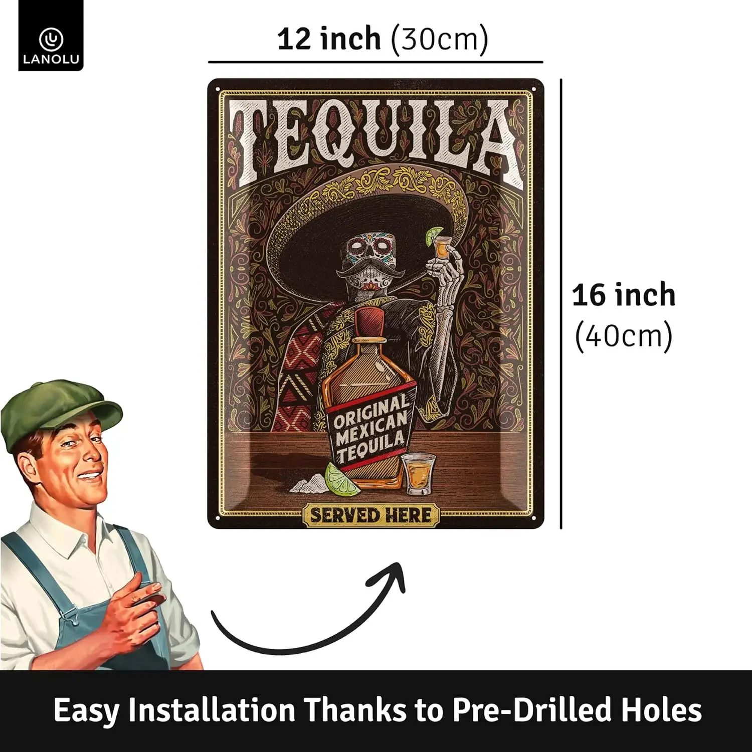 XXL Vntge Tn Sgn TEQUL Wll rt Retro Sgns для Br Metl L Cntn Letrero de Decor For Home W