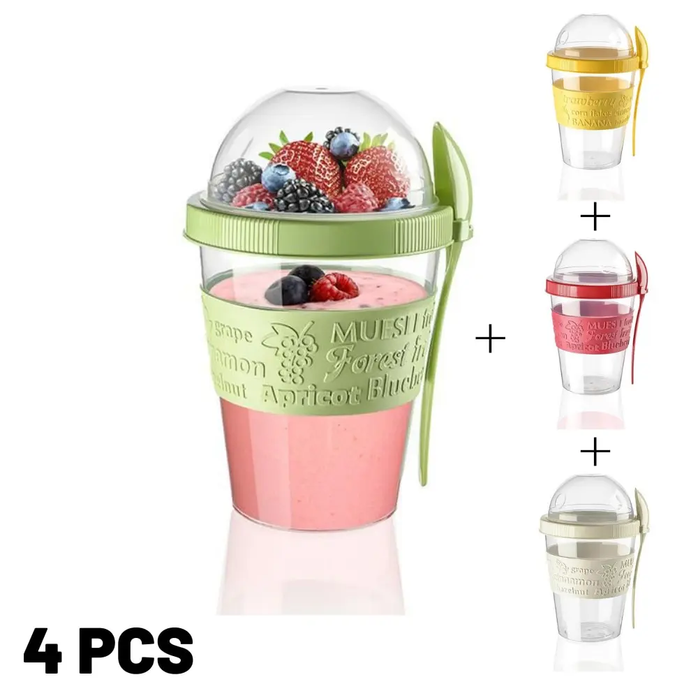 

Take N Go Cup Breakfast Portable Different Color Yogurt Cereal Fruit Salad Muesli Picnic Bottle Gift Diet Food Container Spoon