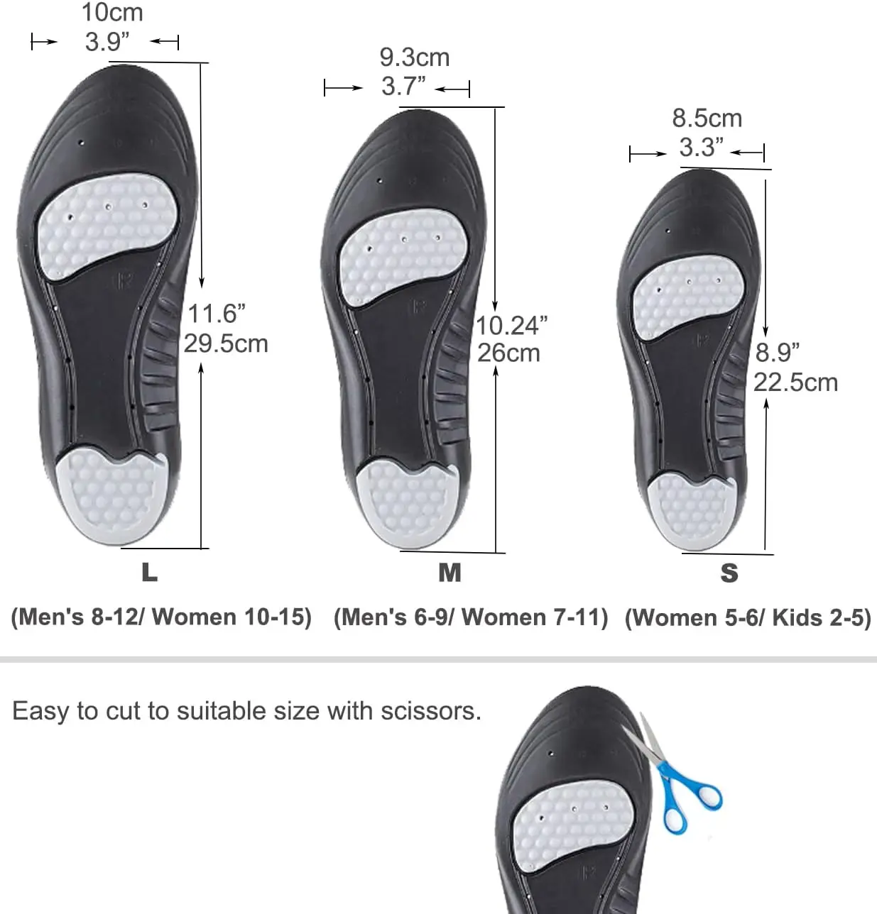 Insoles Memory Foam Insoles Shoes Inserts for Men and Women Providing Arch Support Cushion Shock Absorption Relieve Foot Pain