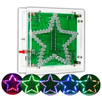 electronic diy kit soldering suite 3d five pointed star rgb led pentagram flashing marquee light circuit board wav music player