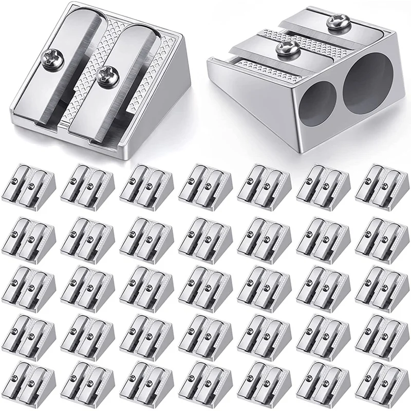 

48 шт., ручная металлическая точилка для карандашей с 2 отверстиями