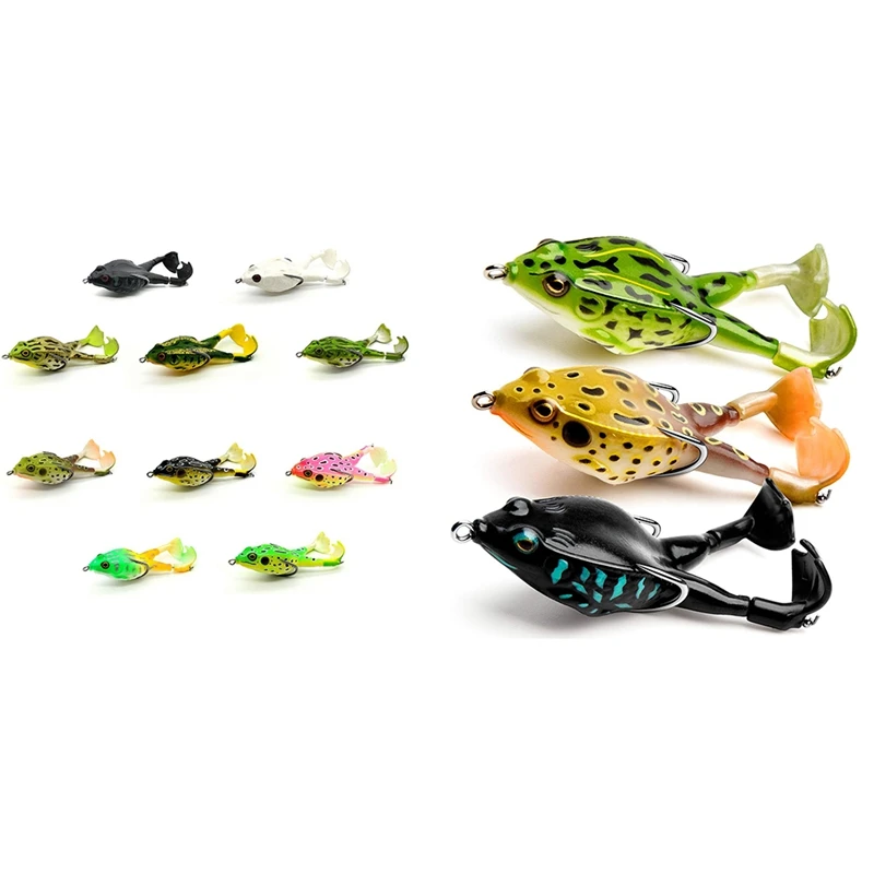 

Frog Lure,Fishing Lures Kit Set Realistic Frog Swimbait Floating Bait With Metal Hooks For Freshwater Saltwater