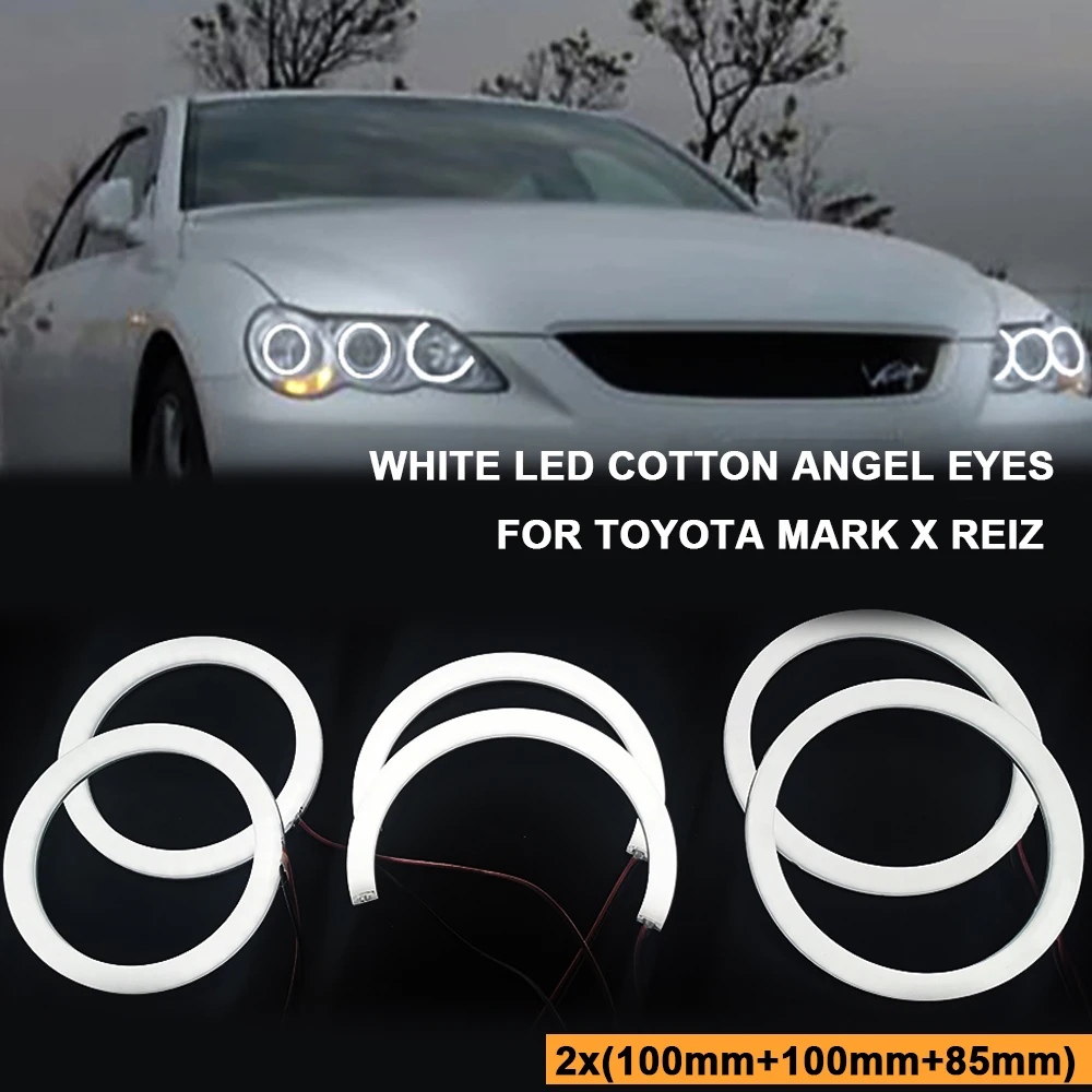 

6pcs White LED SMD Cotton Light Angel Eyes For Toyota Mark X REIZ 2004 2006 2007 2008 2009 Car Headlight DRL Halo Rings Kits