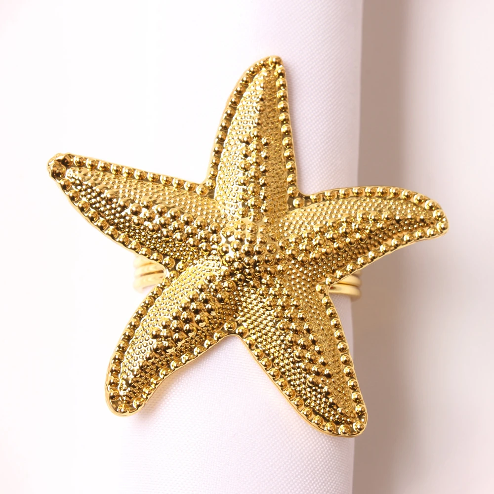 

12PCS/Metal Ocean Series Starfish Napkin Ring Desktop Decoration Used for Cocktail Party, Wedding Banquet, Family Gathering