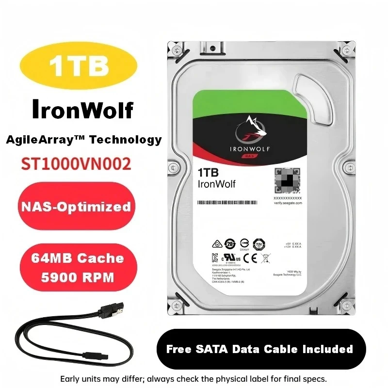 Фото ST1000VN002 Новый механический жесткий диск IronWolf Enterprise 1 ТБ, вертикальный, для NAS №1