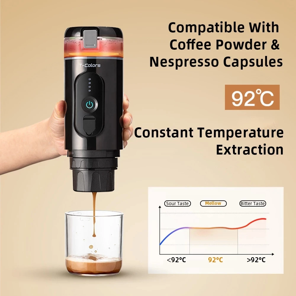 Portable Electric Coffee Machine Ntelligent Wireless Heating Powder Espresso Capsule Charging for CAR Outdoor Travel |