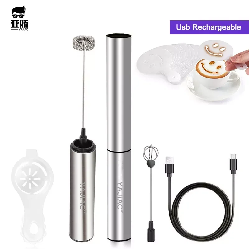 

YAJIAO Portable Rechargeable Milk Frother Foam Maker Handheld Foamer High Speeds Drink Mixer Frothing Wand for Coffee