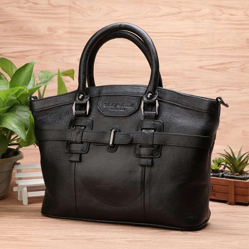 

Real Genuine Leather Women Tote Handbag Ladies Casual Top Handle Bags Fashion Famous Cowhide Cross Body Shoulder Messenger Bag