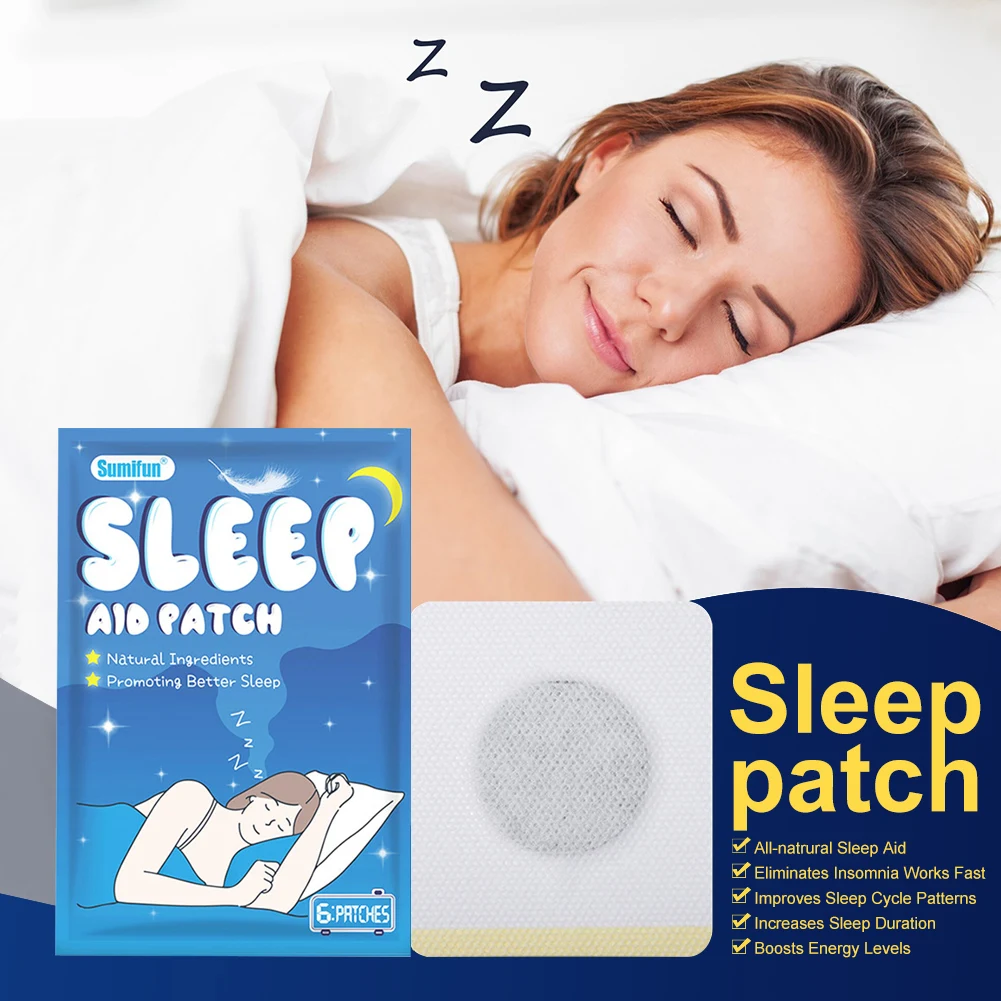 

6pcs Natural Sleepy Aid Patch Herbal Medical Improve Insomnia Stickers Organic Herbal Sleeping Sticker Massage Relax Sticker