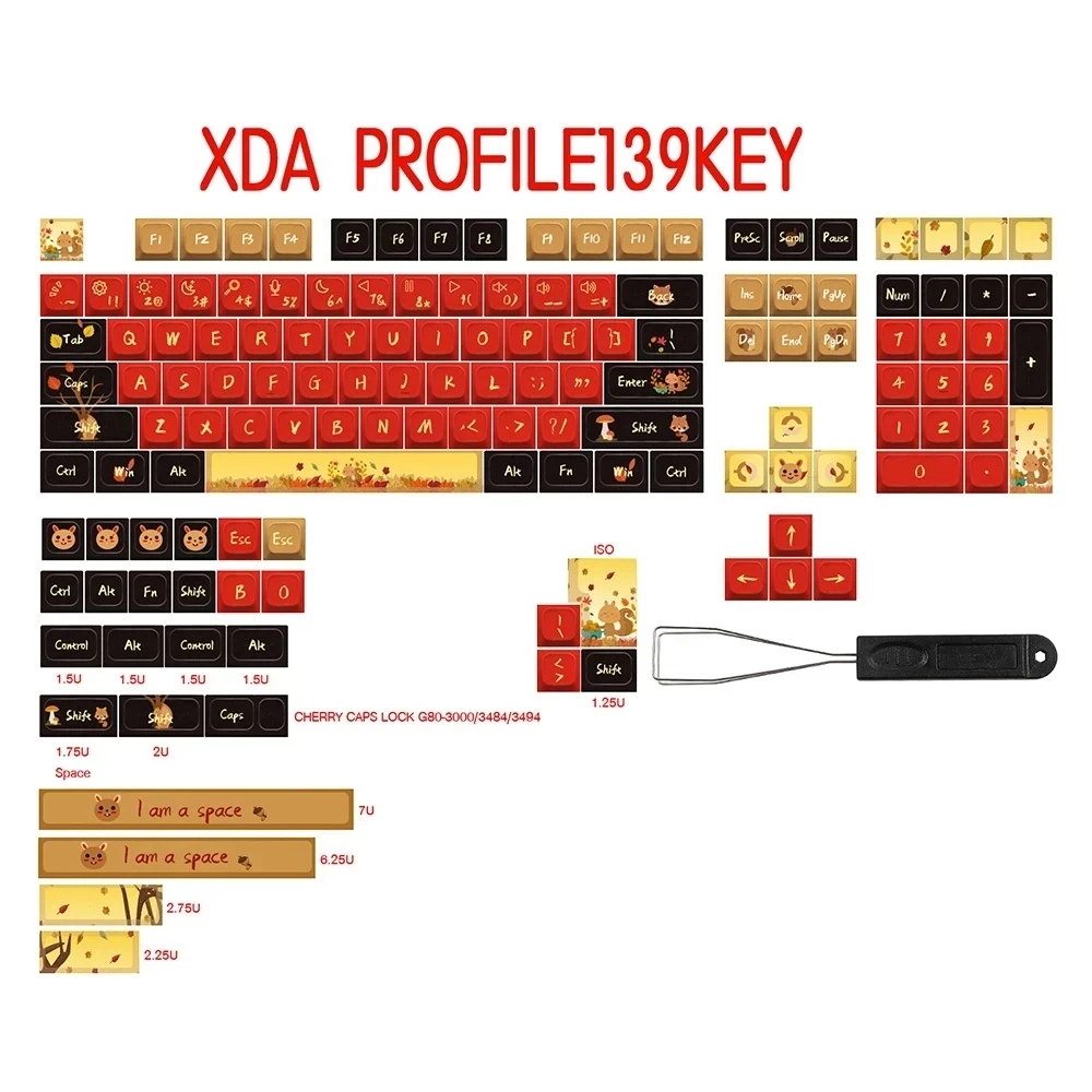 

Squirrel Theme Keycaps XDA Keycap For dz60/RK61/64/gk61/68/98 Alice Layout Mechanical Keyboard gmmk 7u 2.25/2.75 Split Spacebar