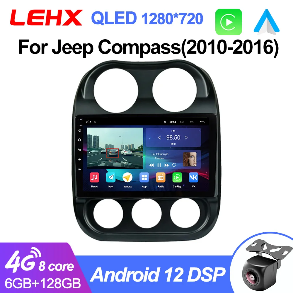 Мультимедийная магнитола LEHX Pro для JEEP Compass 1 2009-2016 Авторадио мультимедийный