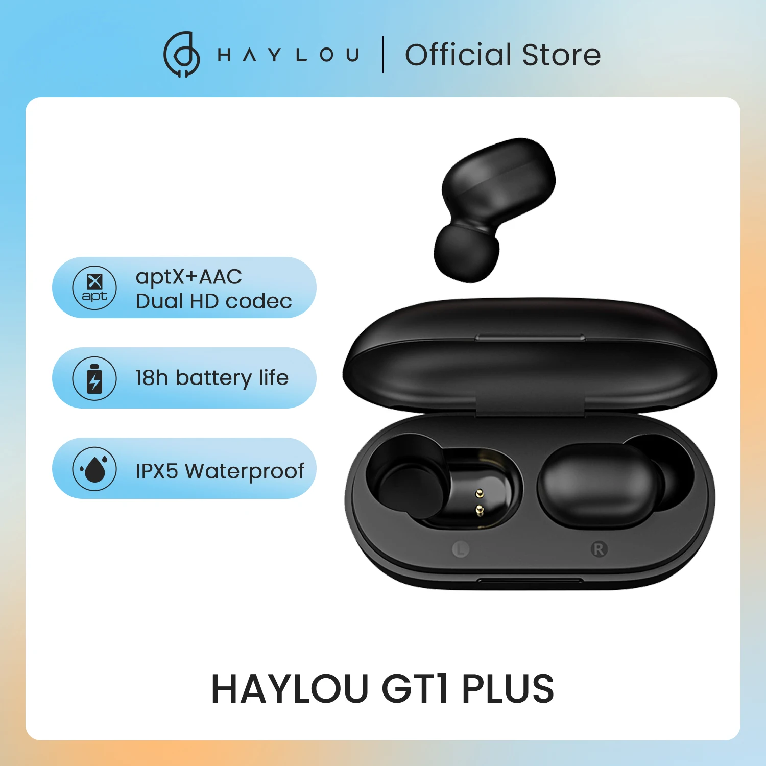 Bluetooth-гарнитура HAYLOU GT1 Plus, 18 часов автономной работы, с сенсорным управлением
