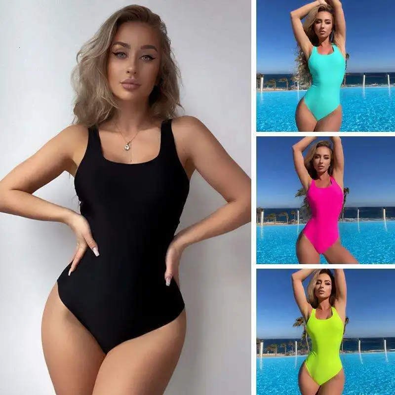 

Swimsuit Womens Sexy Siamese Fit Slimming Push Up Solid Color