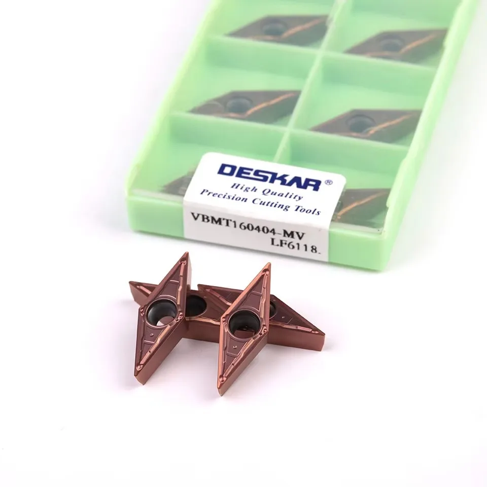 Фото DESKAR 100% оригинал VBMT160404 160408 LF6118 LF6018 лезвие из твердого сплава из нержавеющей стали с ЧПУ наружное круговое заостренное лезвие токарный станок инструмент №4