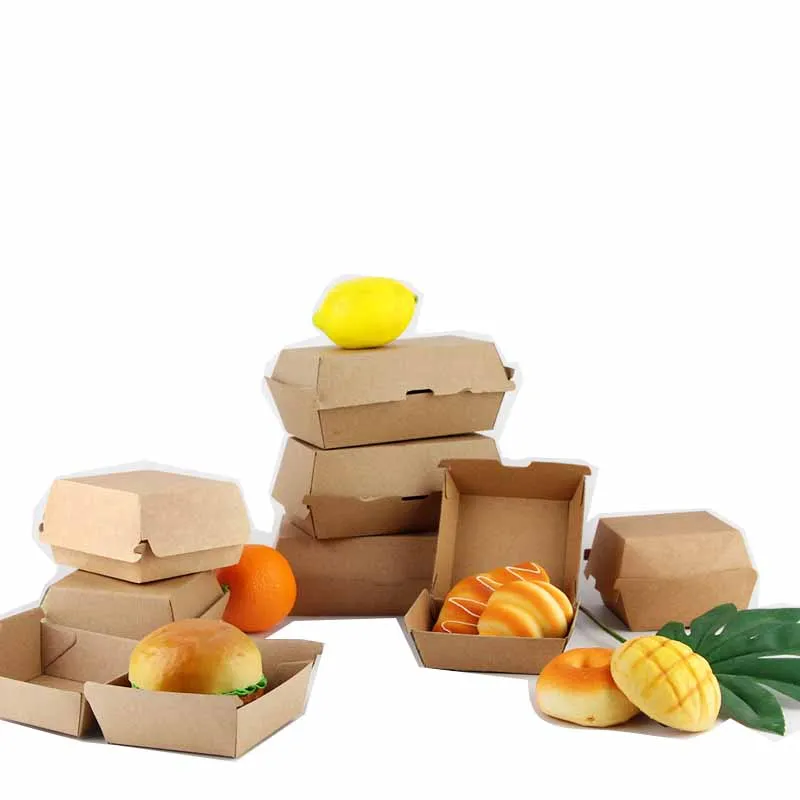 

Disposable hamburger box Snack kraft paper box packaging food packaging box printable lunch box