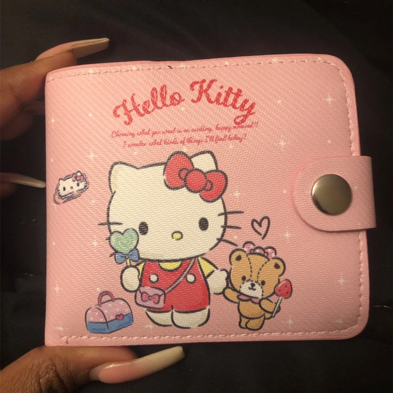 

Kawaii Sanrios Kuromi My Melody кошелек с пуговицами для девочек, шпора, Коричный Новый ПУ Повседневный Кошелек для денег, кошелек для монет