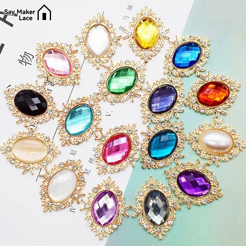 

5Pcs 25*30MM Acrylic Alloy Base Settings Diy jewelry Accessories Flat Back Rhinestone Creative Handmade