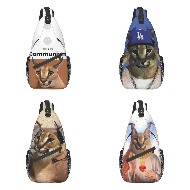 Custom Communism Floppa Cute Meme Sling Bag for Men Fashion Caracal Cat Shoulder Crossbody Chest Backpack Traveling Daypack