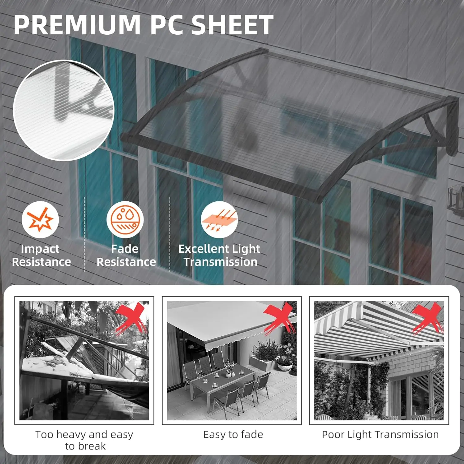 Оконный тент дверной навес внешний вид с отдельной дренажной раковиной для патио