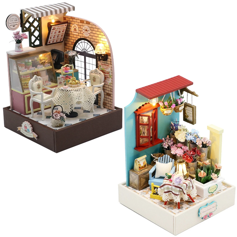 

2022 New DIY Dollhouse Miniature Wooden Furniture House Kit LED Toys Building Model Dollhouse Casa Mini Toys Gift For Children