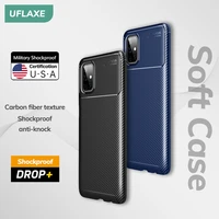 uflaxe original shockproof soft silicone case for samsung galaxy m51 m31 m21 m21s carbon fiber back cover casing