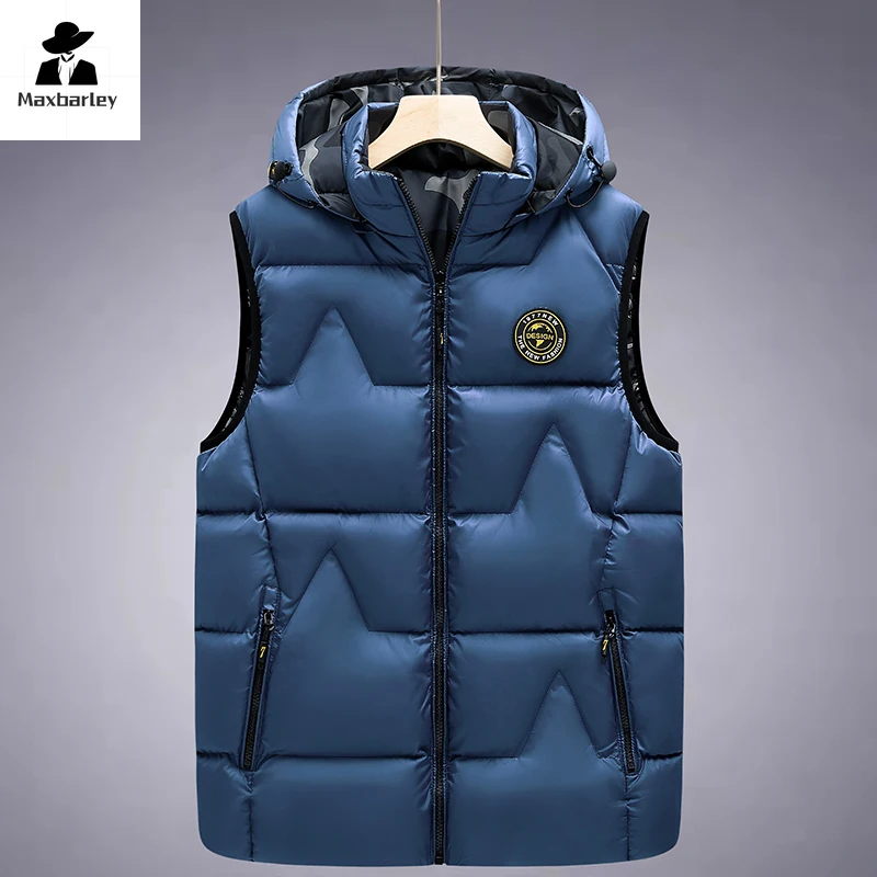 Зимний жилет мужская мода утепленная теплая двухсторонняя пуховая хлопковая