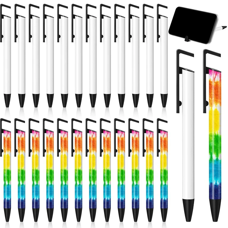

12Pcs Sublimation Pens Blank With Shrink Wrap Mobile Phone Stand Ballpoint Pen For Sublimation Blank Clip Pen For Office