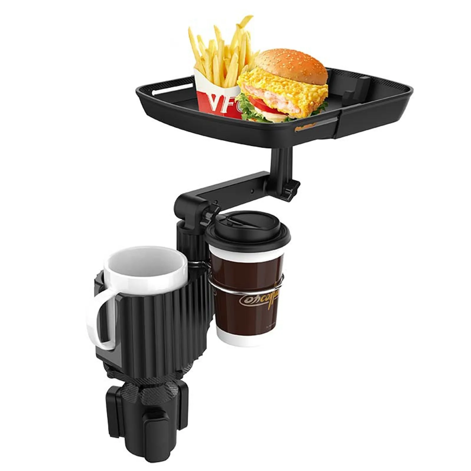 

Multifunctional Car Cup Holder with 360 Swivel Adjustable Car Food Eating Tray Attachable Tray Table for Cup Holders Expander