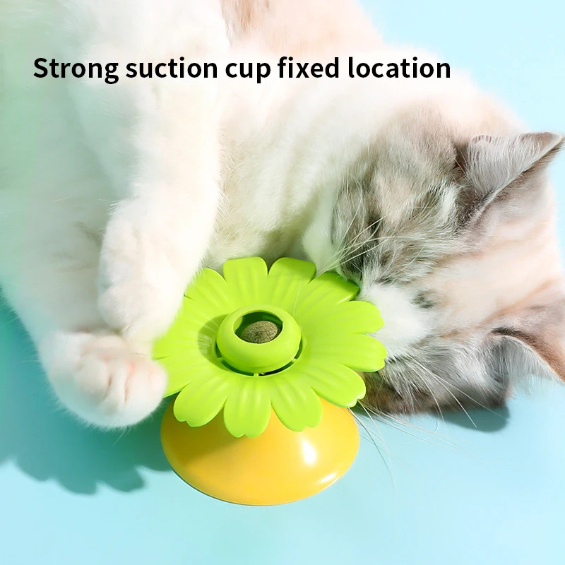 

2022 New Multifunctional Little Daisy Glowing Catnip Moisture-proof Design Odourless Cat Toys Cute Rotating Mint Ball For Cats
