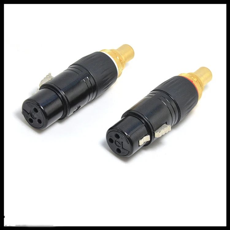 2PC NEUTRIK XLR male to RCA Female Socket Adapter plated gold RCA plug XLR to RCA Female Socket Adapter Gold Balanced Cable Plug