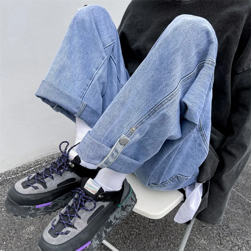 High Quality Straight Leg Jeans Mens Korean Fashion Trends Daily Clothing Teenage Baggy Denim Pants Streetwear Designer Bottoms