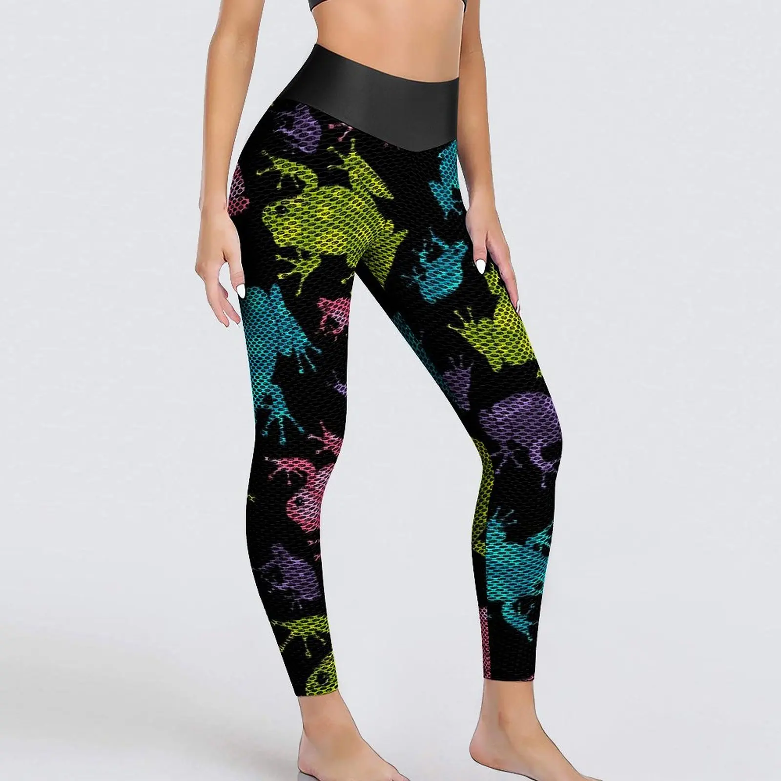 

Разноцветные леггинсы в виде лягушки, акварельные брызги, забавные штаны для йоги с высокой талией в виде животных, модная женская модель