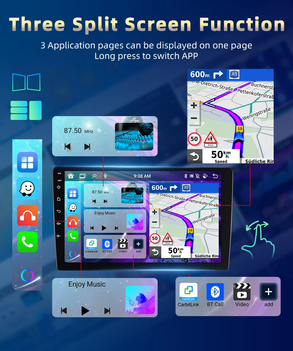 Автомагнитола Podofo 2DIN для Fiat Doblo 2009-2015/Opel Combo 2011-2018
