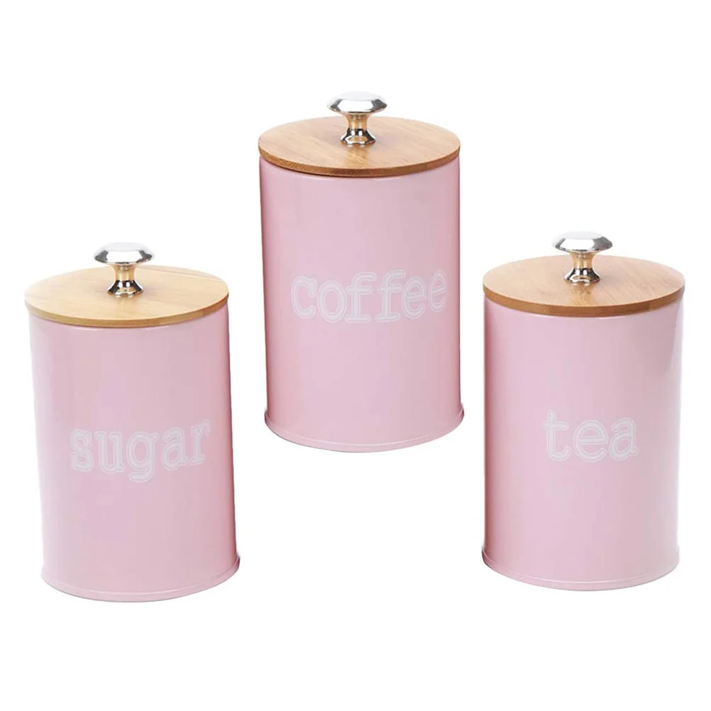 

3 Pcs Kitchen Storage Tank Home Accessories Decor Grain Jar Sugar Bowl Container Bamboo Dried Bean Holder Dustproof Tea