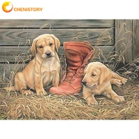 chenistory painting by number kit colorful dog diy frame animal modern on canvas wedding decoration art picture gift