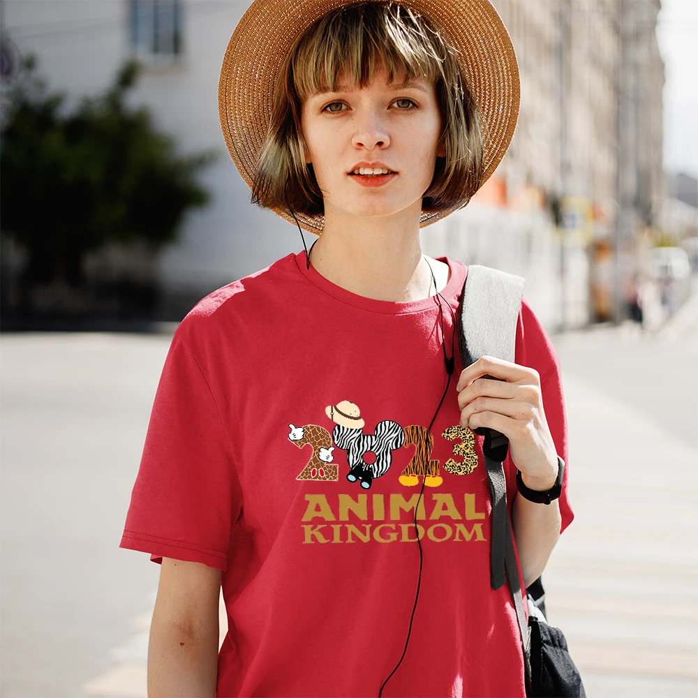 

2023 Animal Kingdom T Shirt Women Disney Mickey Fashion Harajuku Girls Clothes Casual Streetwear Summer Travel Woman Blouses
