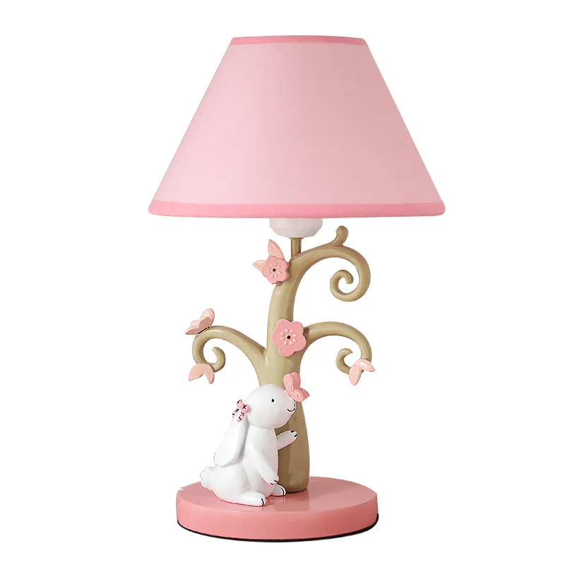 Cartoon Dinner Table Lamps For Bedroom Ins Cute Rattan Lamp Shade Princess Pink White Bedside Table Art Gift Night Light Lamp