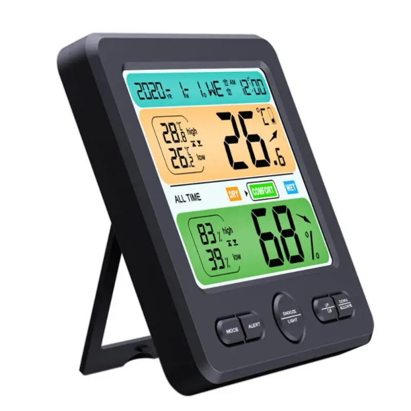 

LCD Digital Temperature Humidity Meter With Dual Sensors Alarm Clock Home Indoor Electronic Thermometer Hygrometer Monitor