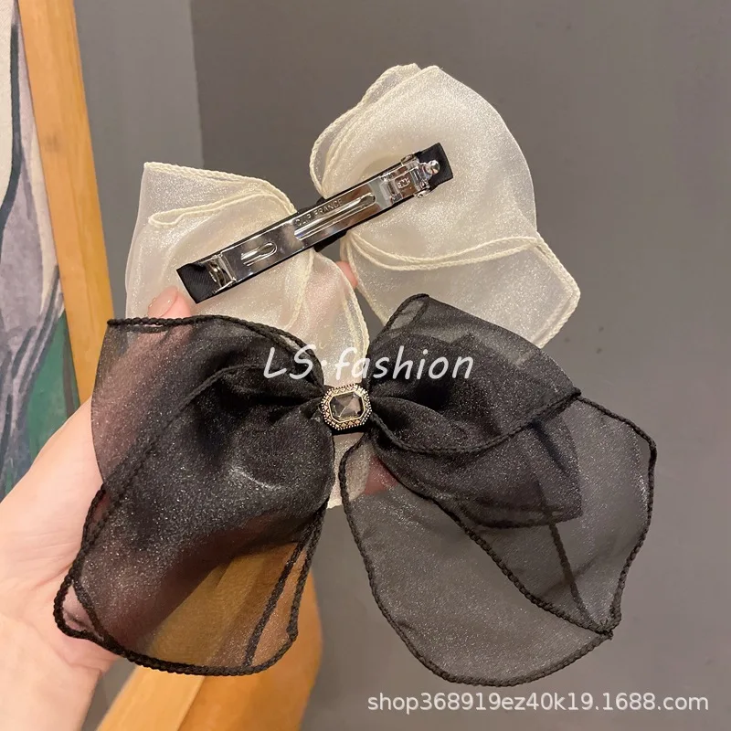 

Шпилька для волос с большим бантом Стразы темпераментная шпилька с красным топом пружинный зажим заколка Корейская версия ювелирные издел...