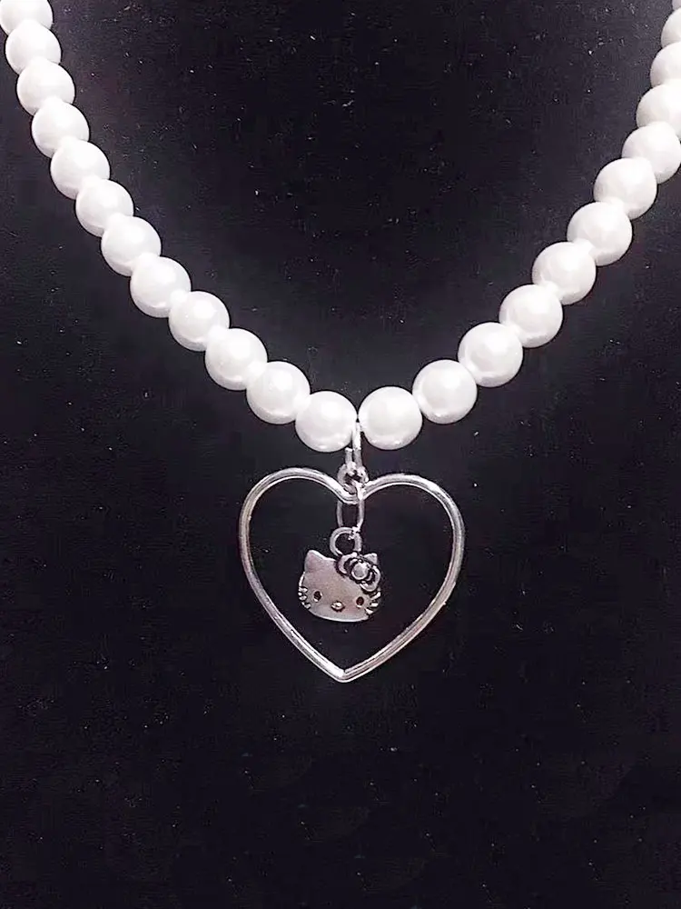 Женская цепочка с жемчугом Hello Kitty из смолы |