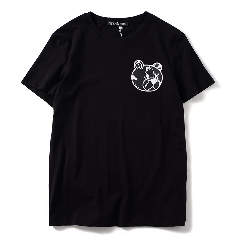 

New Novelty High 19ss Men dear Bear Skull Doll T Shirts T-Shirt Hip Hop Skateboard Street Cotton T-Shirts Tee Top kenye #BB10