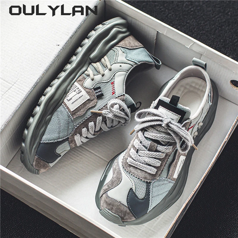 Кроссовки мужские сетчатые на толстой подошве дышащие Повседневная модная