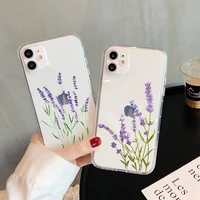 lavender purple flowers phone case for iphone 11 12 13 mini pro xs max 8 7 6 6s plus x se2020 xr clear protection back cover