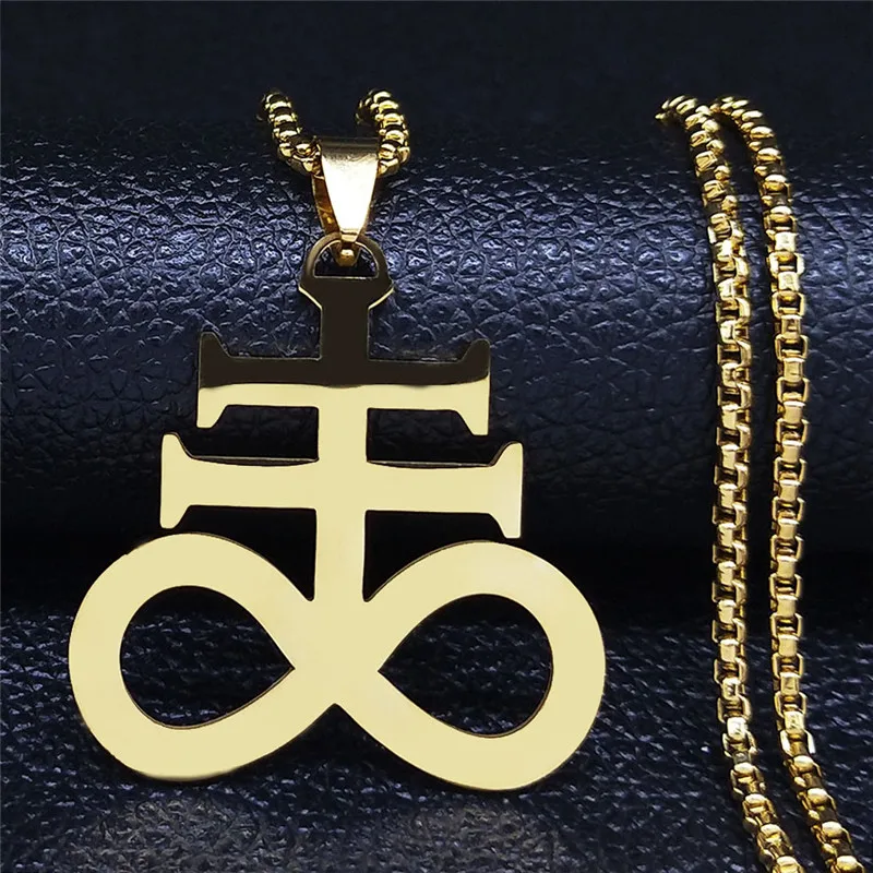 

Sigil of Lucifer Devil Seal of Satan Stamp Necklaces Stainless Steel Women/Men Gold Color Necklace Jewelry collier N644S06