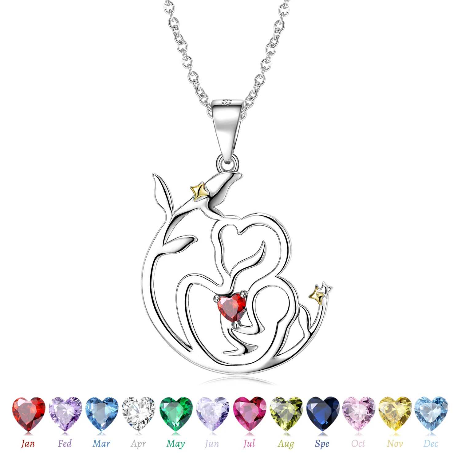 

MIKIWUU New Authentic 925 Sterling Silver Blooming Flower Mother's Love Heart Pendant Necklace Fashion Necklace Accessories