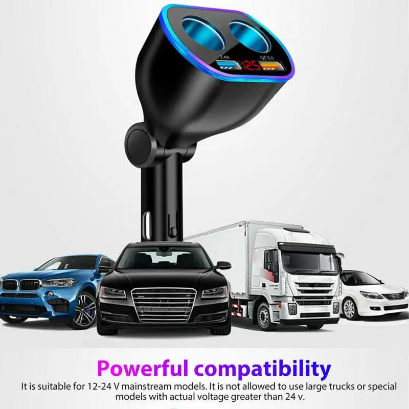 

QC3.0 Car Charger Dual USB Power Adapter Car Cigar Lighter Socket QC3.0+2.4A LED Digital Display Car Charging For All Phone