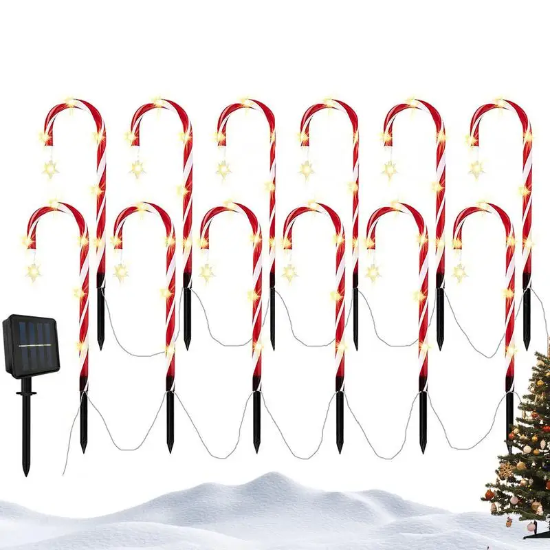 

Рождественский тростник, Рождественский маркер для дорожек, 8 режимов освещения, светится от начала до конца, водонепроницаемый тростник для улицы, Рождество