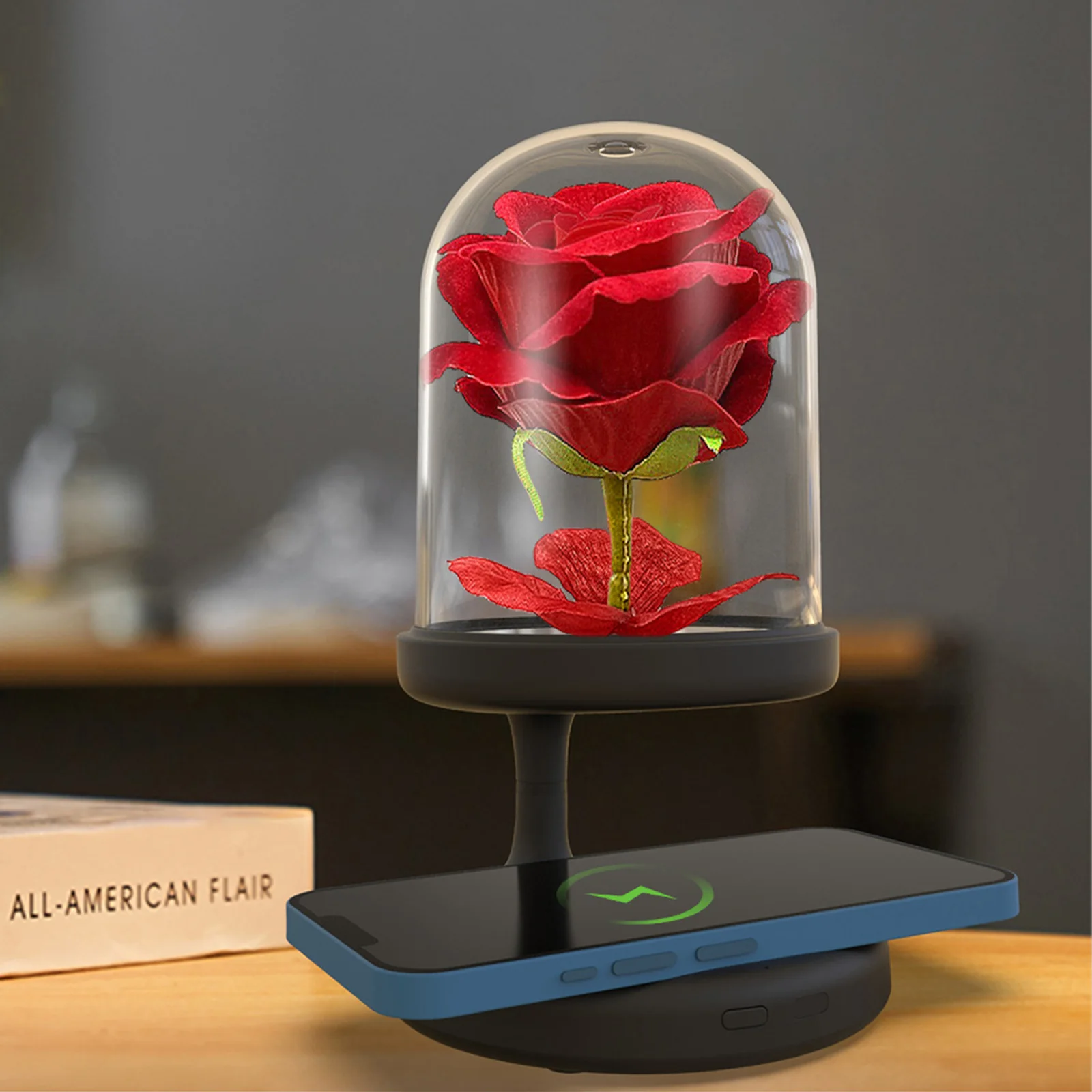 

Женская Роза, романтическая ночная лампа с подключением к USB, телефонная Беспроводная зарядка, разноцветные строительные украшения, домашний декор для гостиной